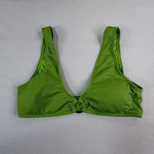 Kendall + Kylie Womens Bikini Top Large Green Shimmer Metallic Ring Detail